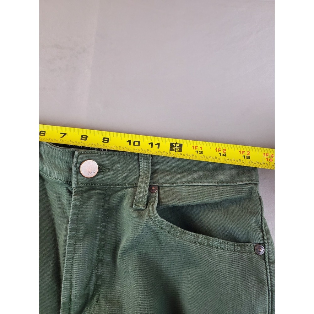 Monfrere Pants Mens 31 Green Army Stretch Performance Zip Pockets Japanese Denim - Picture 15 of 16